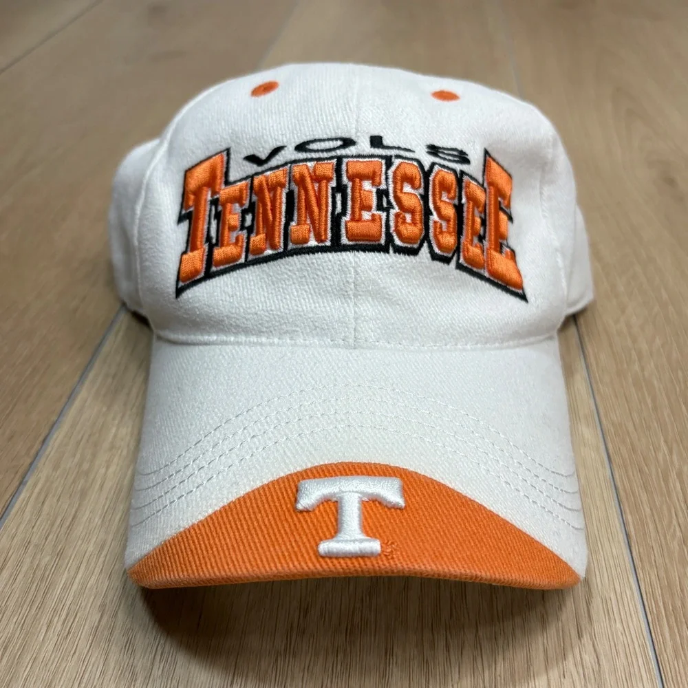 Vintage Tennessee Volunteers Vols Hat White Orange Strap Adjustable Cap Y2K